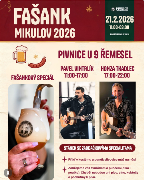 FAŠANK 2026 v Pivnici U Devatero řemesel