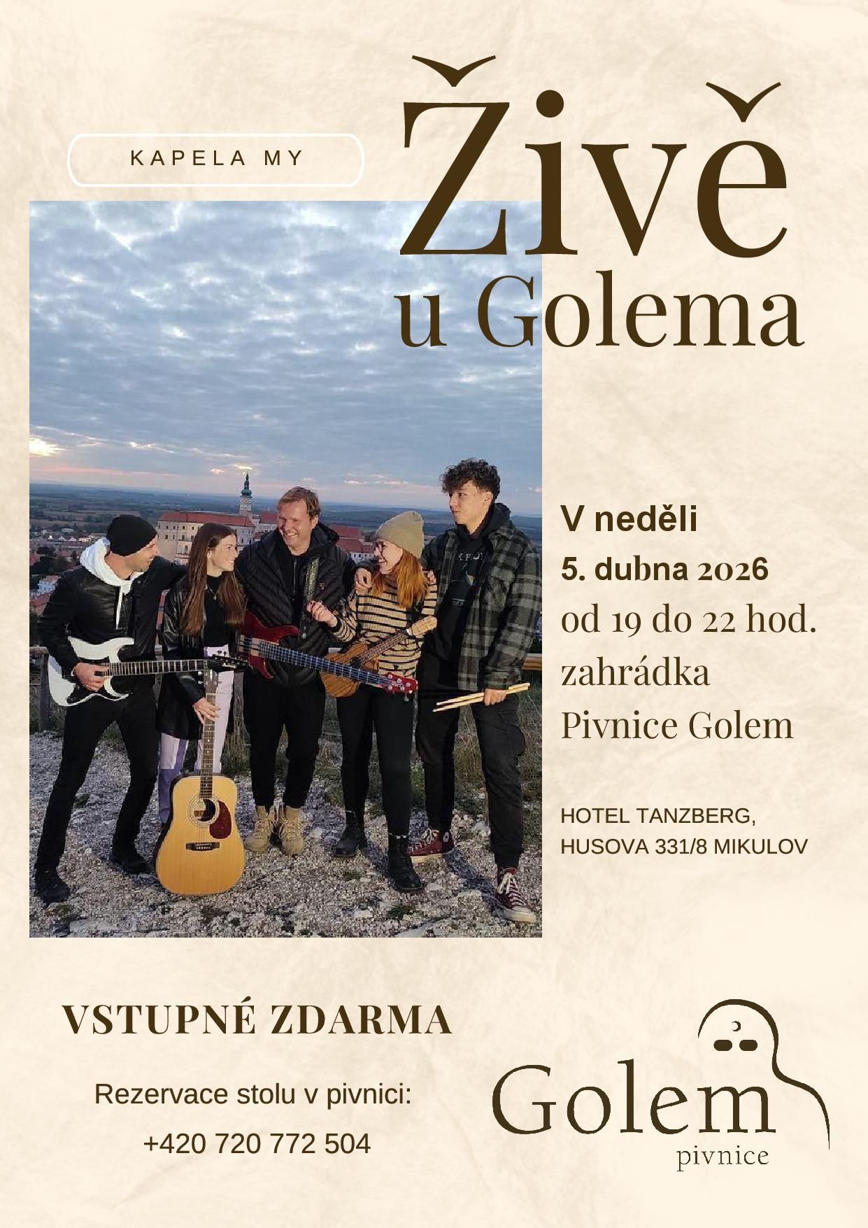 Živá hudba v pivnici GOLEM